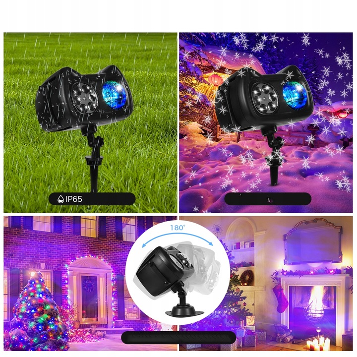 PROJEKTOR LED ŚWIĄTECZNY LASEROWY REFLEKTOR NA DOM RZUTNIK 72 WZORÓW+PILOT