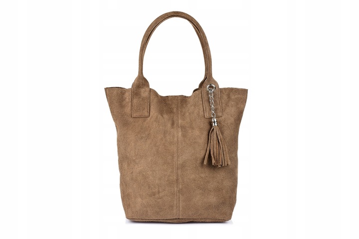 torebka damska skórzana SHOPPER włoska SKÓRA ZAMSZOWA torba duża A4 WOREK