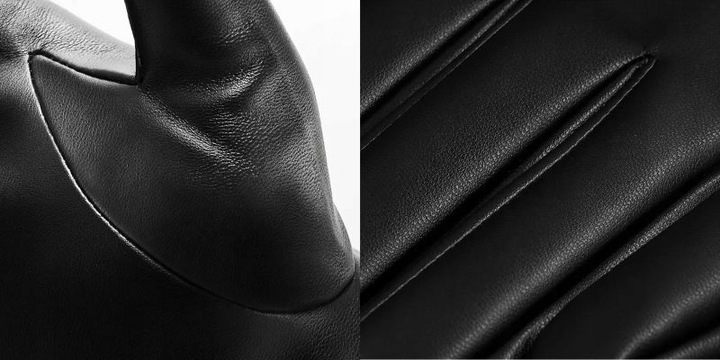 RĘKAWICZKI SKÓRZANE DAMSKIE OCIEPLANE SKÓRA CIELĘCA CZARNE NA JESIEŃ ZIMĘ