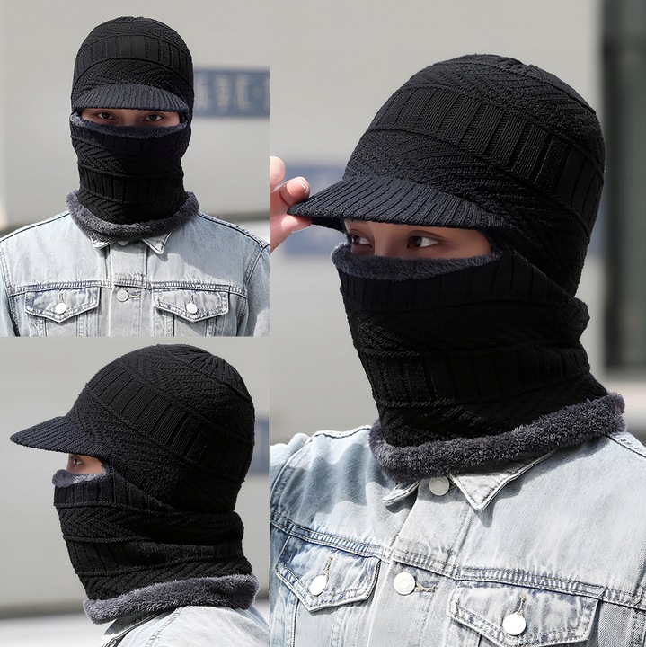 CZAPKA Z DASZKIEM UNIWERSALNA DWUWARSTWOWA GRUBA CIEPŁA KOMINIARKA ZIMOWA