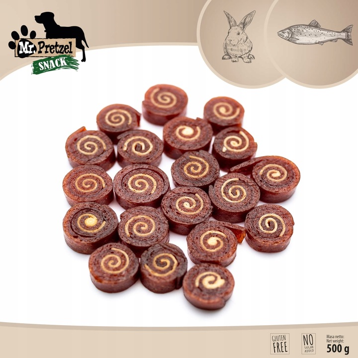 Przysmak, przekąska dla psa Sushi z Królika i Dorsza (95%) Mr.Pretzel 500g
