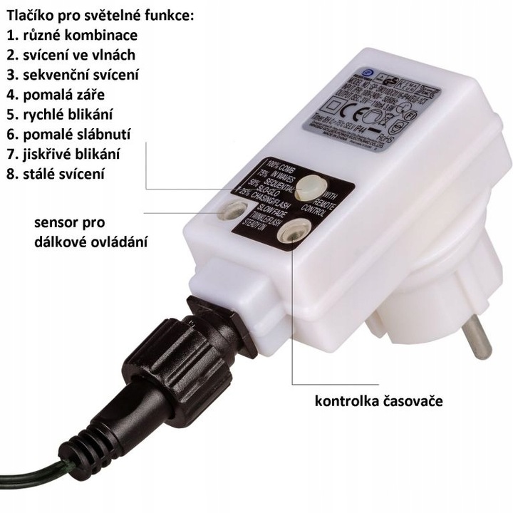 Świąteczna kurtyna 5 gwiazdek, oswietlenie 61 LED, ciepła biel+ pilot