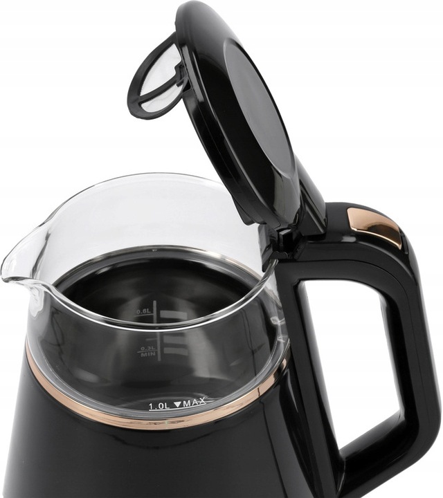 CZAJNIK ELEKTRYCZNY LUND 1100W 1L CZARNY Z REGULACJĄ TEMPERATURY 40-100°C