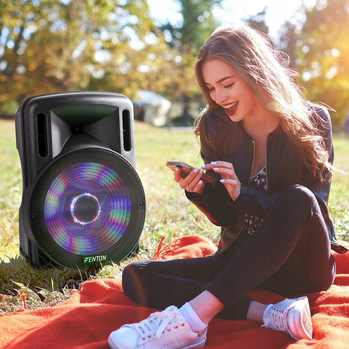 Kolumna aktywna 15'' 800W UHF BT bateria+ mikrofon/ imprezy konferencje