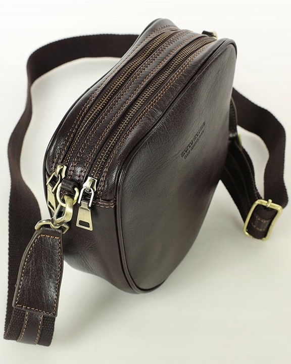 Torebka listonoszka NA SZEROKIM PASKU skórzana dwie komory Marco Mazzini