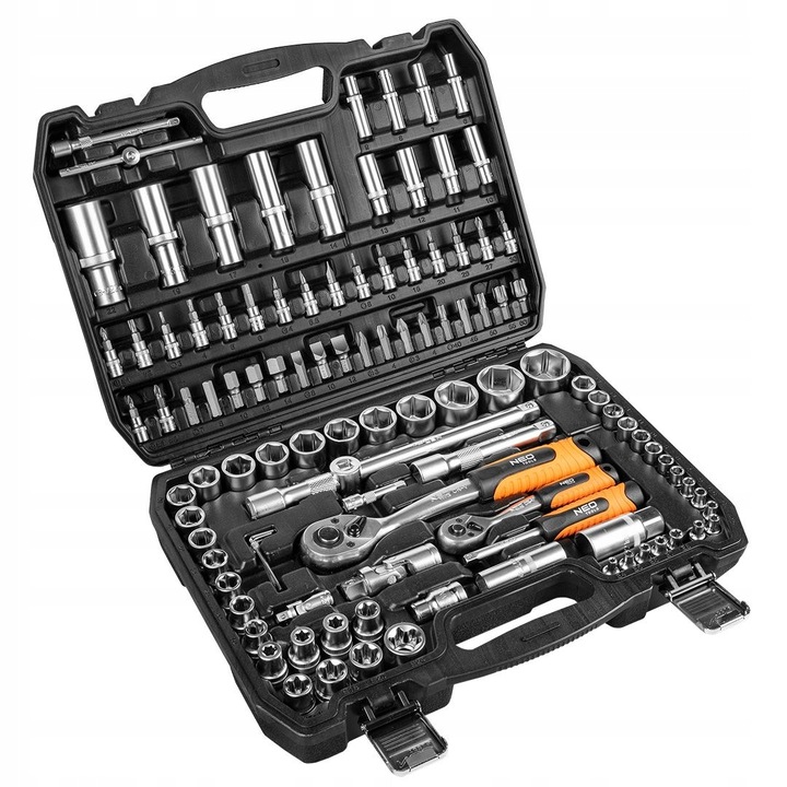 NEO TOOLS Zestaw kluczy 108 elementów 1/2 1/4 10-212 WALIZKA NASADKI KPL