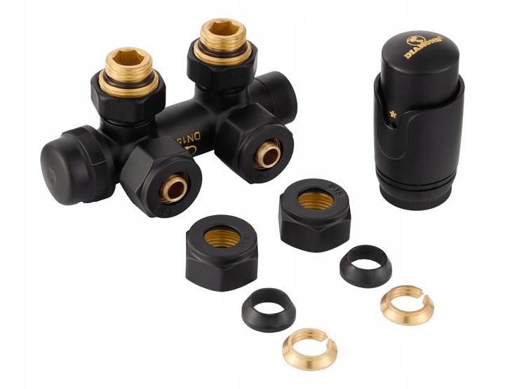 DUOPLEX ZAWÓR DO GRZEJNIKA 1/2 KĄTOWY CZARNY MAT WYSOKA JAKOŚĆ