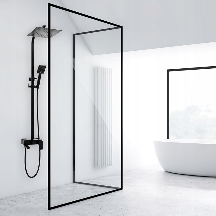 Zestaw prysznicowy natynkowy Bateria kolumna Mikka CZARNY MAT