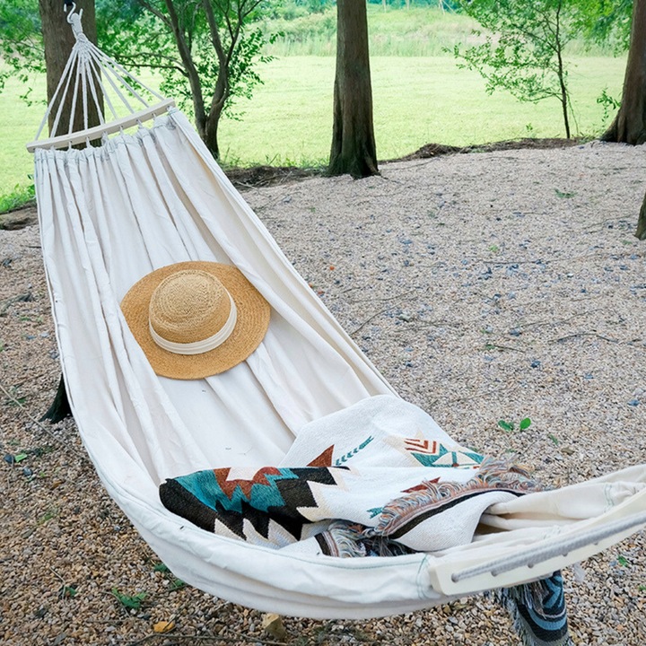 HAMAK OGRODOWY XXL BRAZYLIJSKI dwuosobowy WZMOCNIONY DRĄŻEK 260 x 155 cm