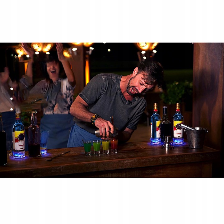 Podstawka Naklejka LED pod Butelkę Szklankę Kubek Zestaw 10 szt.