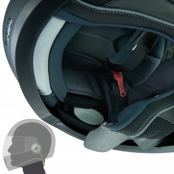 KASK MOTOCYKLOWY HORN CZARNA SZYBA I BEZBARWNA PRZYGOTOWANY POD INTERKOM XS