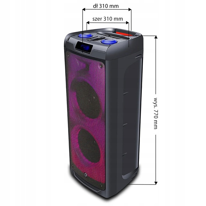 GŁOŚNIK BLUETOOTH PRZENOŚNY KARAOKE MANTA 100W USB