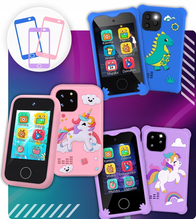 TELEFON DLA dzieci ZABAWOWY SMARTFON Z APARATEM KAMERĄ I GRAMI MENU PL