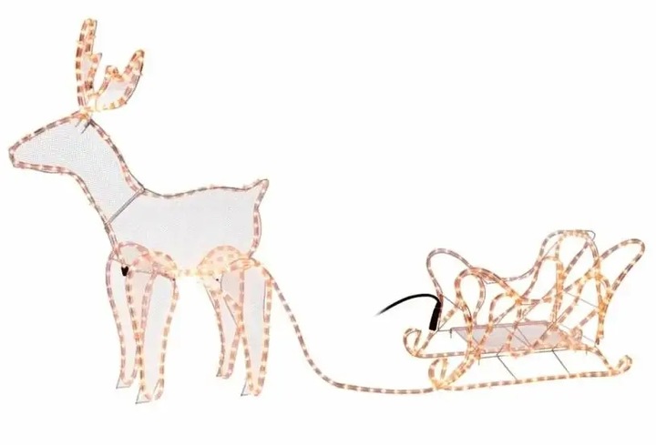 Renifer z Saniami 504 Led Zewnętrzny XXL ZAPRZĘG 230V Świecący Jelonek