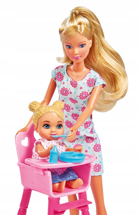 STEFFI DUŻY ZESTAW DZIECIĘCY POKÓJ LALKA BOBASY + WÓZEK ŁÓŻECZKO DLA LALEK