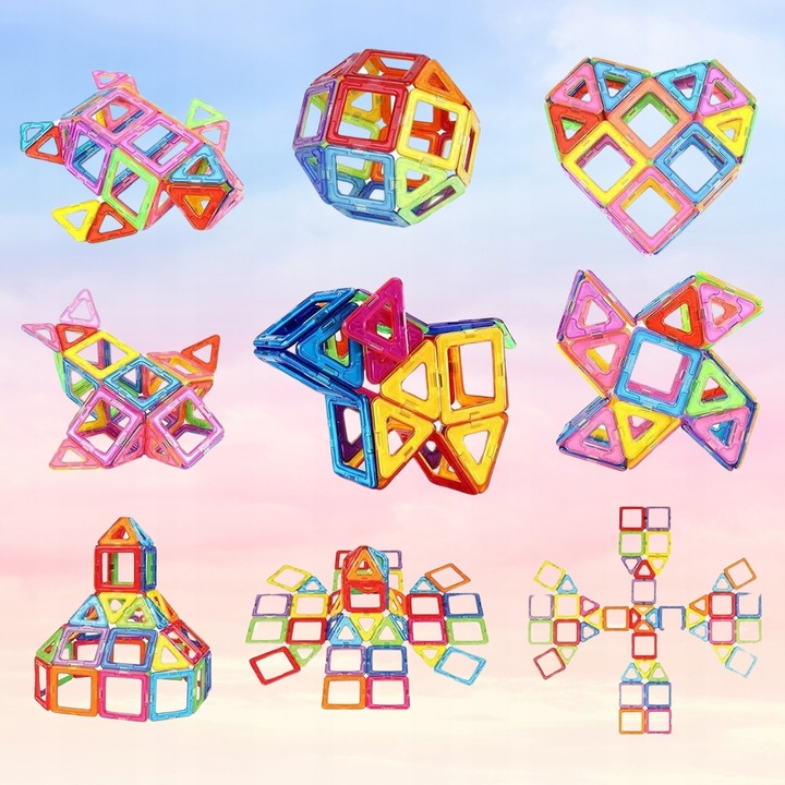 KLOCKI MAGNETYCZNE KONSTRUKCYJNE DUŻE PANELE 3D UKŁADANKA DLA DZIECI 134 el