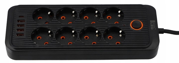 Przedłużacz Listwa Zasilająca Sieciowa 2M 8 Gniazd 230V + 4X USB Ładowarka