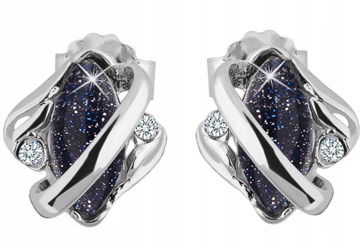 Kolczyki srebrne noc kairu rodowane sztyfty wkrętki srebro 925 dla kobiety