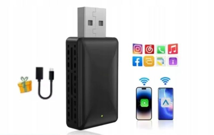Bezprzewodowy Adapter Mini USB CarPlay do iPhone iOS ANDROID AUTO