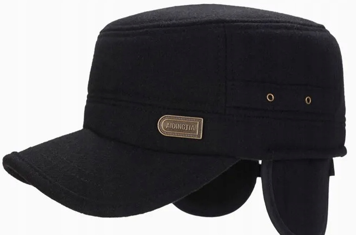 CIEPŁA CZAPKA ZIMOWA Z DASZKIEM NAUSZNIKAMI MĘSKA USZATKA OCIEPLANA PILOTKA