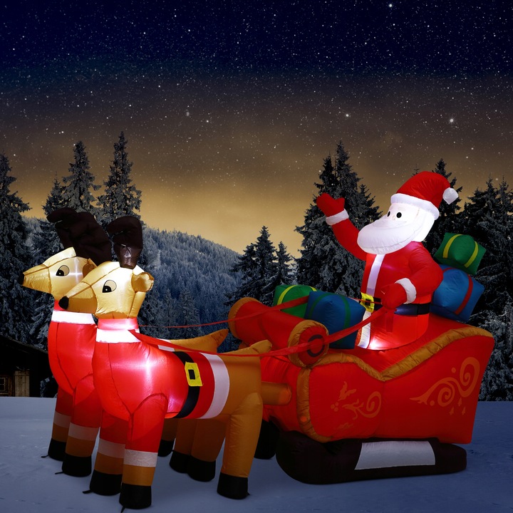 Mikołaj Dmuchany Dekoracja Świąteczna LED 240cm