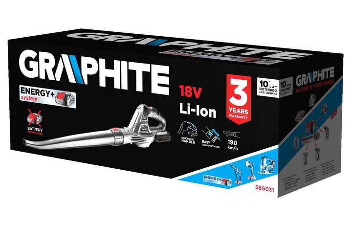 Dmuchawa do liści akumulatorowa Energy+ GRAPHITE