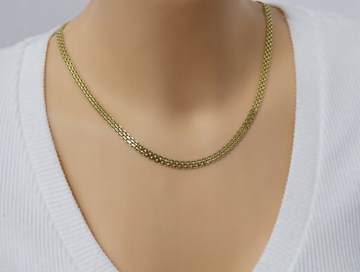 ZŁOTY PEŁNY ŁAŃCUSZEK DAMSKI BISMARK PR. 925 585 14K + GRAWER GRATIS