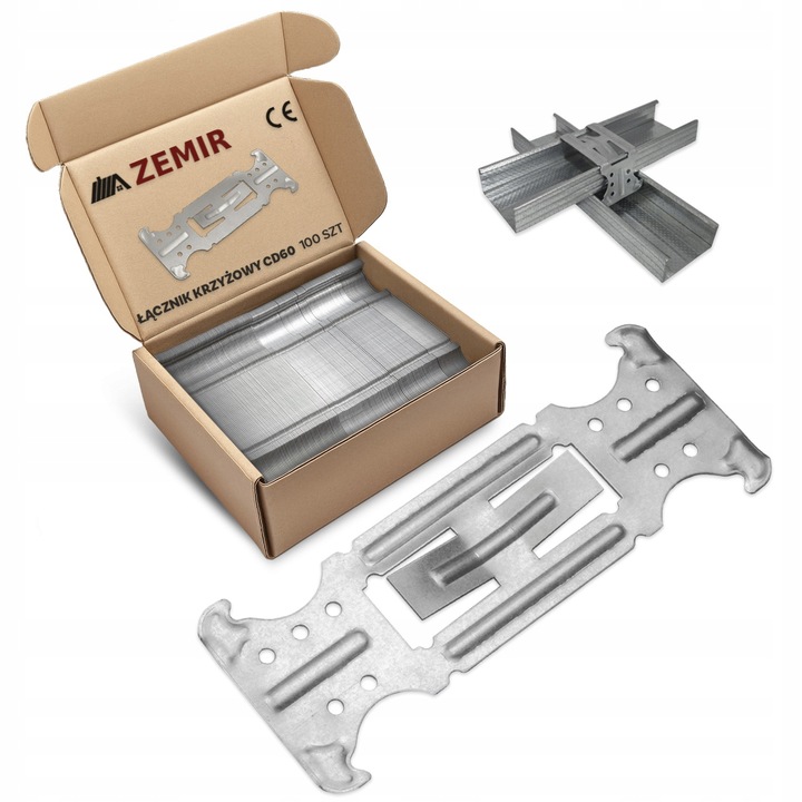 ŁĄCZNIK KRZYŻOWY gr.0,9mm PROFIL CD60 PŁYTA G-K 100szt