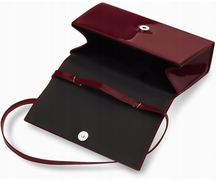 Kopertówka Elegancka Wieczorowa Torebka Wesele Wizytowa Na Ramię Burgundowa