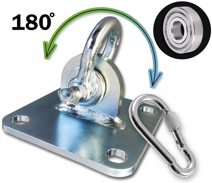 Mocowanie sufitowe z ŁOŻYSKIEM szeklą hak montażowy 180 stopni OCYNKOWANY