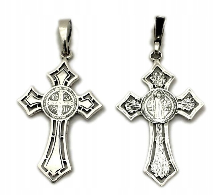 Krzyżyk św. Benedykta 5 cm SREBRO 925