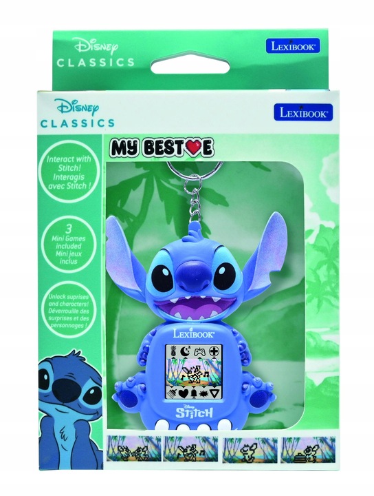 Konsola podręczna Disney Stitch My Best-E, LCD, 3 gry, jak tamagotchi