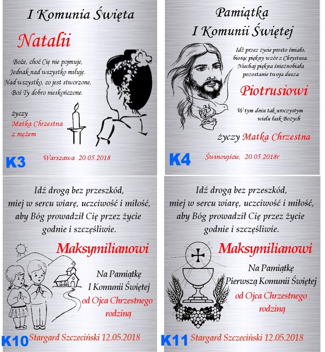 Srebrny Łańcuszek 925 Medalik Matka Serce Chrzest Komunia Grawer