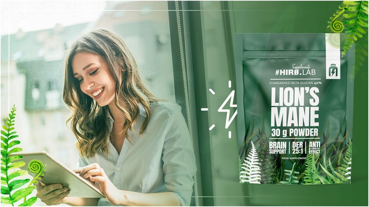 LION'S MANE SOPLÓWKA JEŻOWATA EKSTRAKT PAMIĘĆ 500mg DER 25:1 30g HIRO.LAB