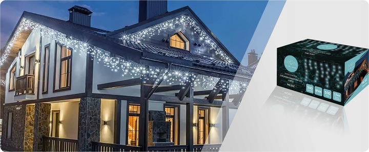 LAMPKI CHOINKOWE ŚWIĄTECZNE SOPLE Z EFEKTEM FLASH ZEWNĘTRZNE 15M 500 LED