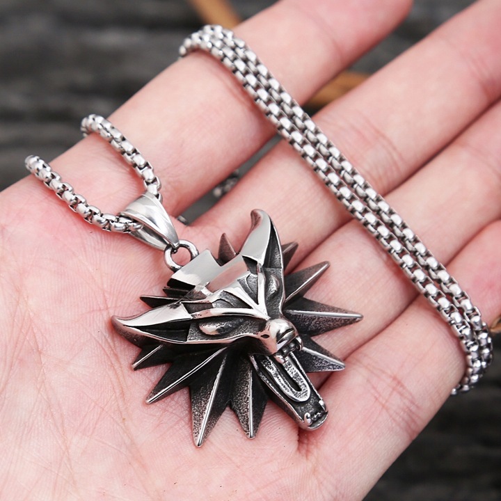 NASZYJNIK MEDALION WIEDŹMIN WILK WITCHER DZIKI GON 3 STAL CHIRURGICZNA 316L