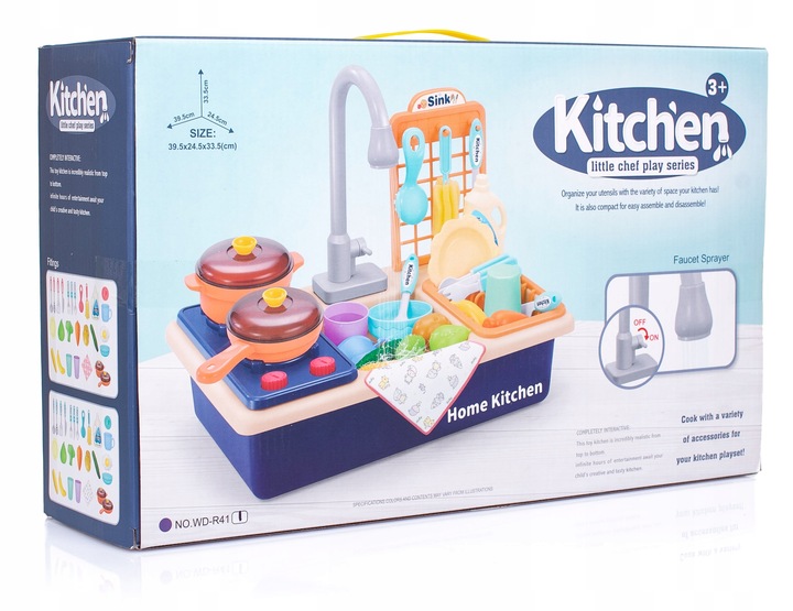 ZLEW NA WODĘ ZLEWOZMYWAK KUCHNIA DLA DZIECI AKCESORIA 2W1