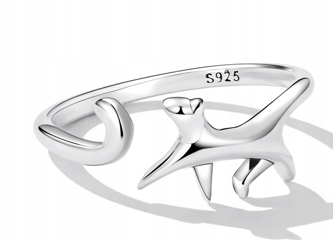 Pierścionek srebrny KOT regulowany s925 +pudełko