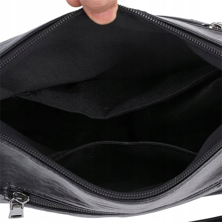 TORBA TOREBKA DAMSKA CZARNA NA RAMIĘ NA ZAMEK SKÓRA EKOLOGICZNA