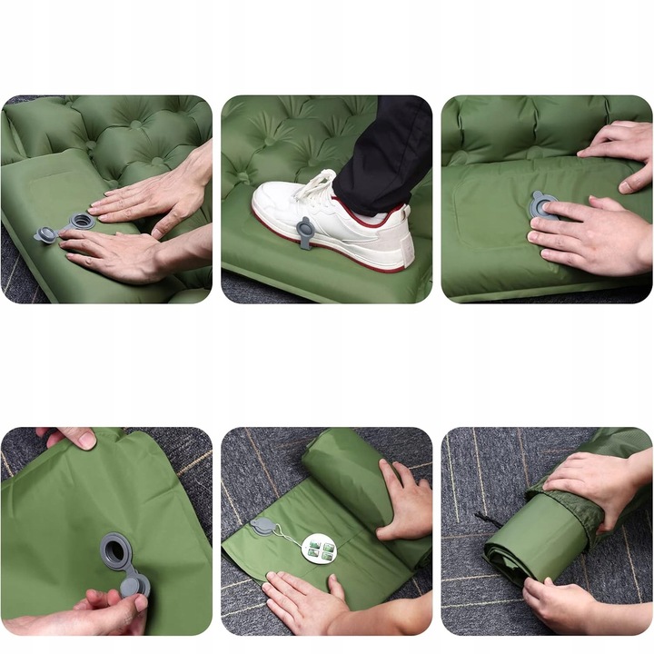 MATA SAMOPOMPUJĄCA KARIMATA DMUCHANA MATERAC 200X70X10CM zPODUSZKĄ MATERAC