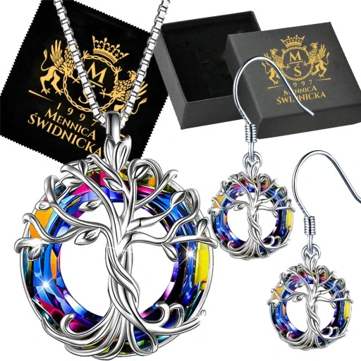 Mennica Świdnicka - Srebrny Naszyjnik Kolczyki Komplet Srebro Prezent