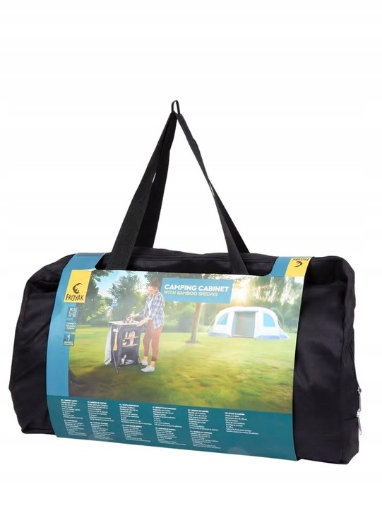 Szafka wolnostojąca z bambusowy blatem CAMPING Froyak czarny 60x85x46