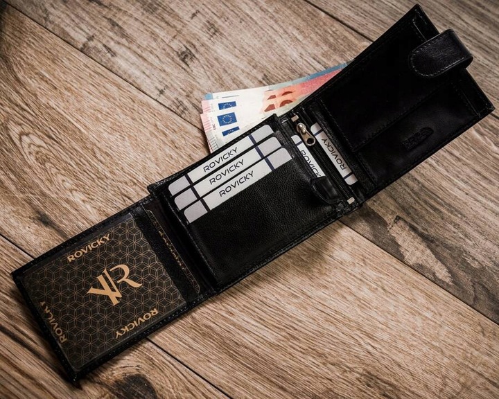 Portfel skórzany męski klasyczny pojemny prezent na święta Rovicky