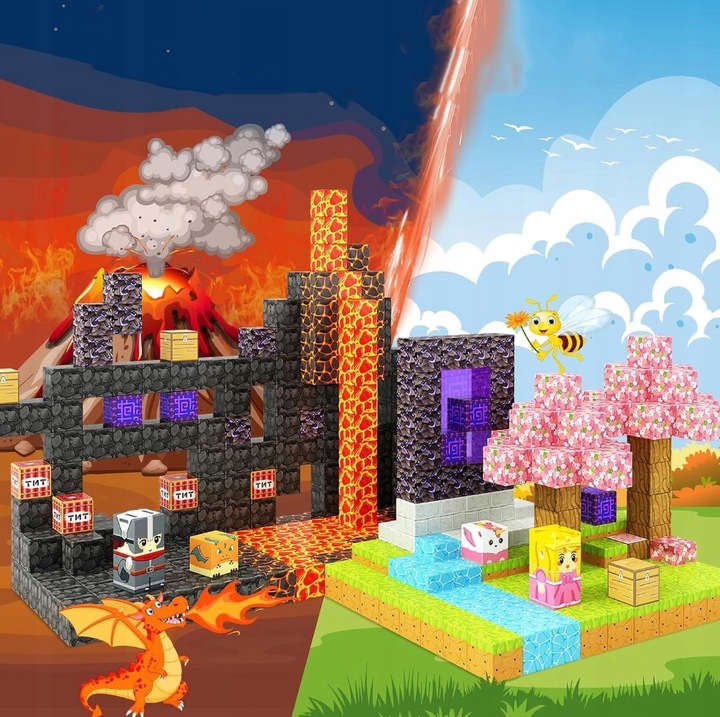 KLOCKI MAGNETYCZNE bloki MOCNE na magnes Zestaw 79 sztuk KLOCKÓW