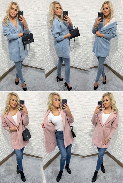 Sweter ALPAKI kurtka WEŁNA MODNE KOLORY oversize