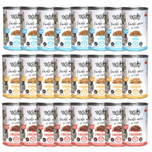 Bult Tuf Tuf kawałki 75% mięsa dla kota mix smaków zestaw 24x415g 9,96kg
