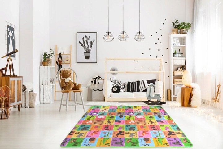 EDUKACYJNA MATA PIANKOWA SZACHOWNICA POLSKI ALFABET 180X200X0,5 DLA DZIECI