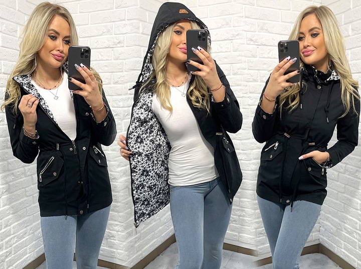 DWUSTRONNA PARKA kurtka Z KAPTUREM 3 KOLORY S