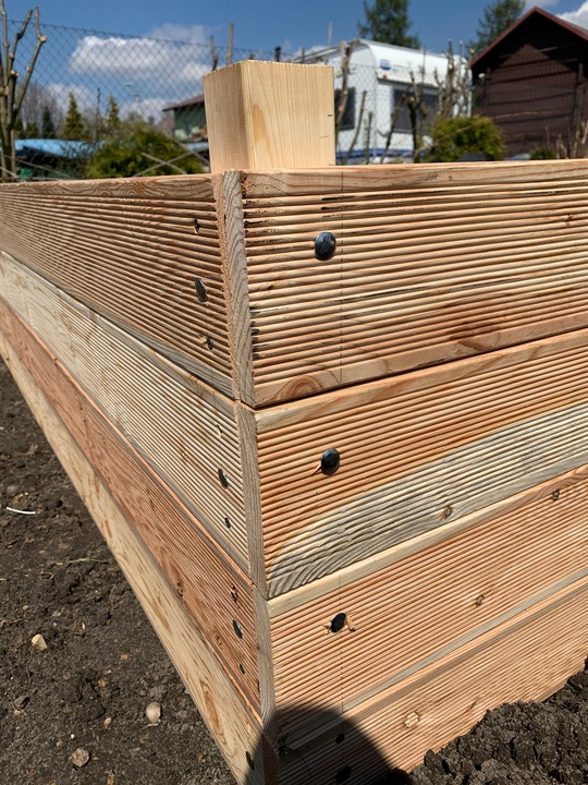 Grządka podwyższona GP12, 200x100x27, modrzew, śruby