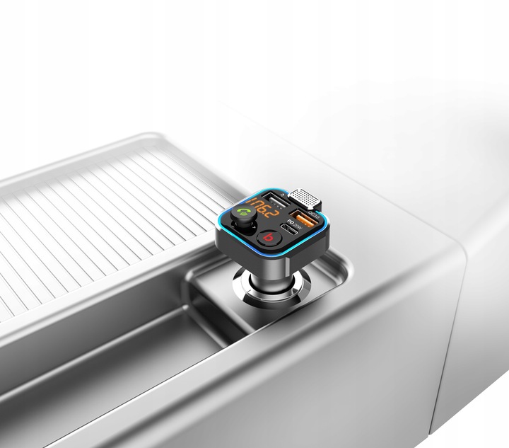 TRANSMITER BLUETOOTH 5.0 FM ŁADOWARKA USB PD 20W QC 3.0 BASS MOCNY MIKROFON